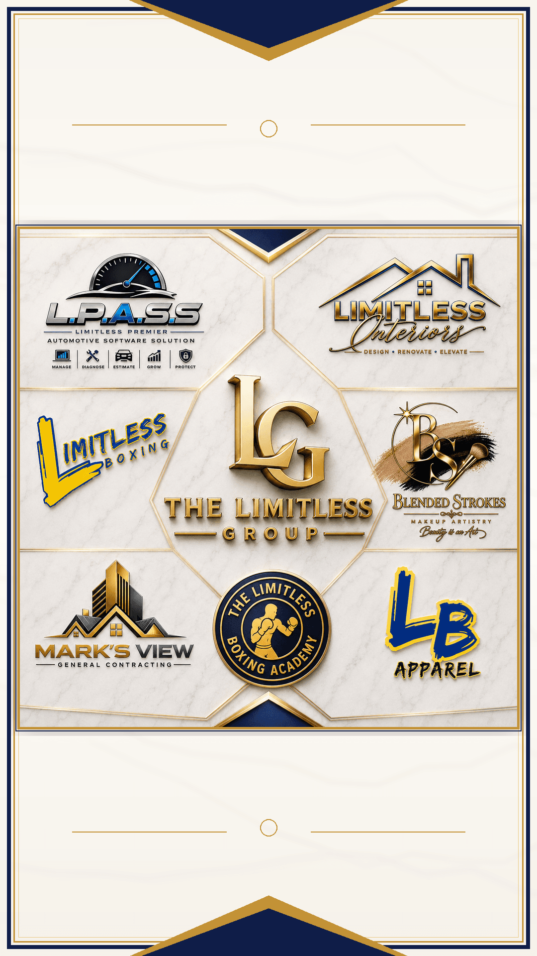 Collage of professional logos for The Limitless Group and its diverse business subsidiaries.